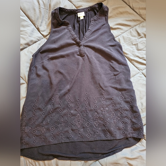 Merona Navy Blue tunic tank top with detailed trim - Picture 1 of 3